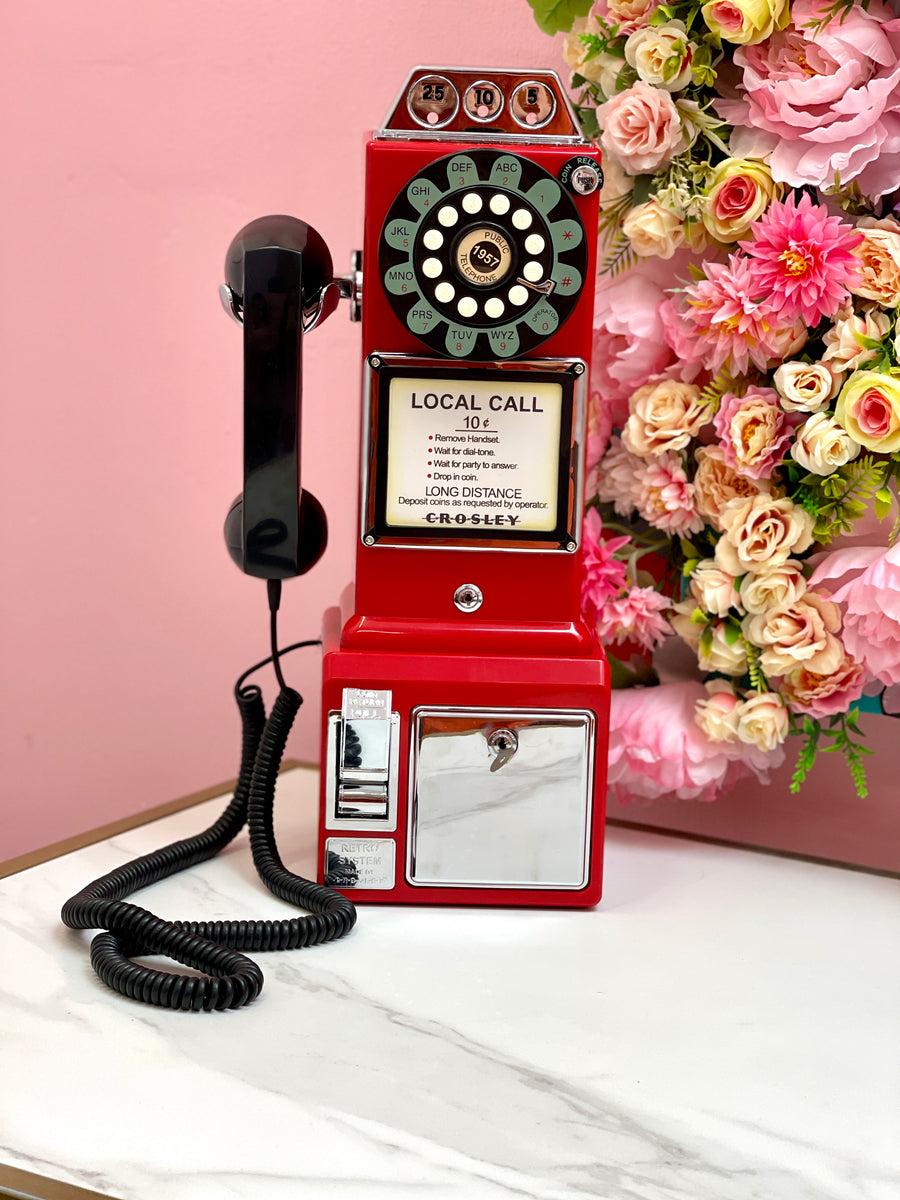 Teléfono retro color rojo