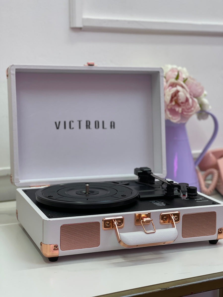 Tocadiscos vintage y transportable de 3 velocidades, con Bluetooth y altavoces integrados