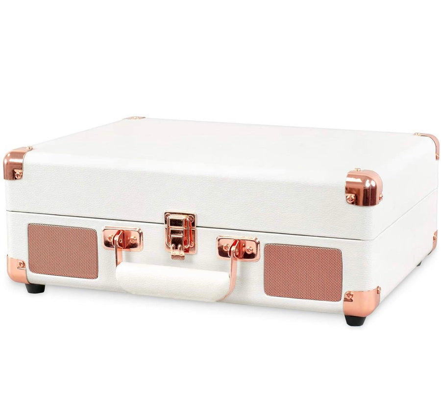 Tocadiscos vintage y transportable de 3 velocidades, con Bluetooth y altavoces integrados